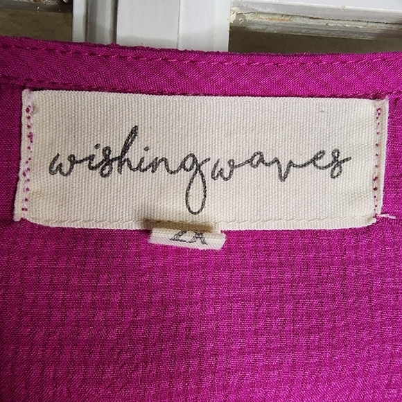 Wishing Waves Women's Plus Pink Cinch Waist Long Sleeve V Neck Blouse 2X - Picture 9 of 10